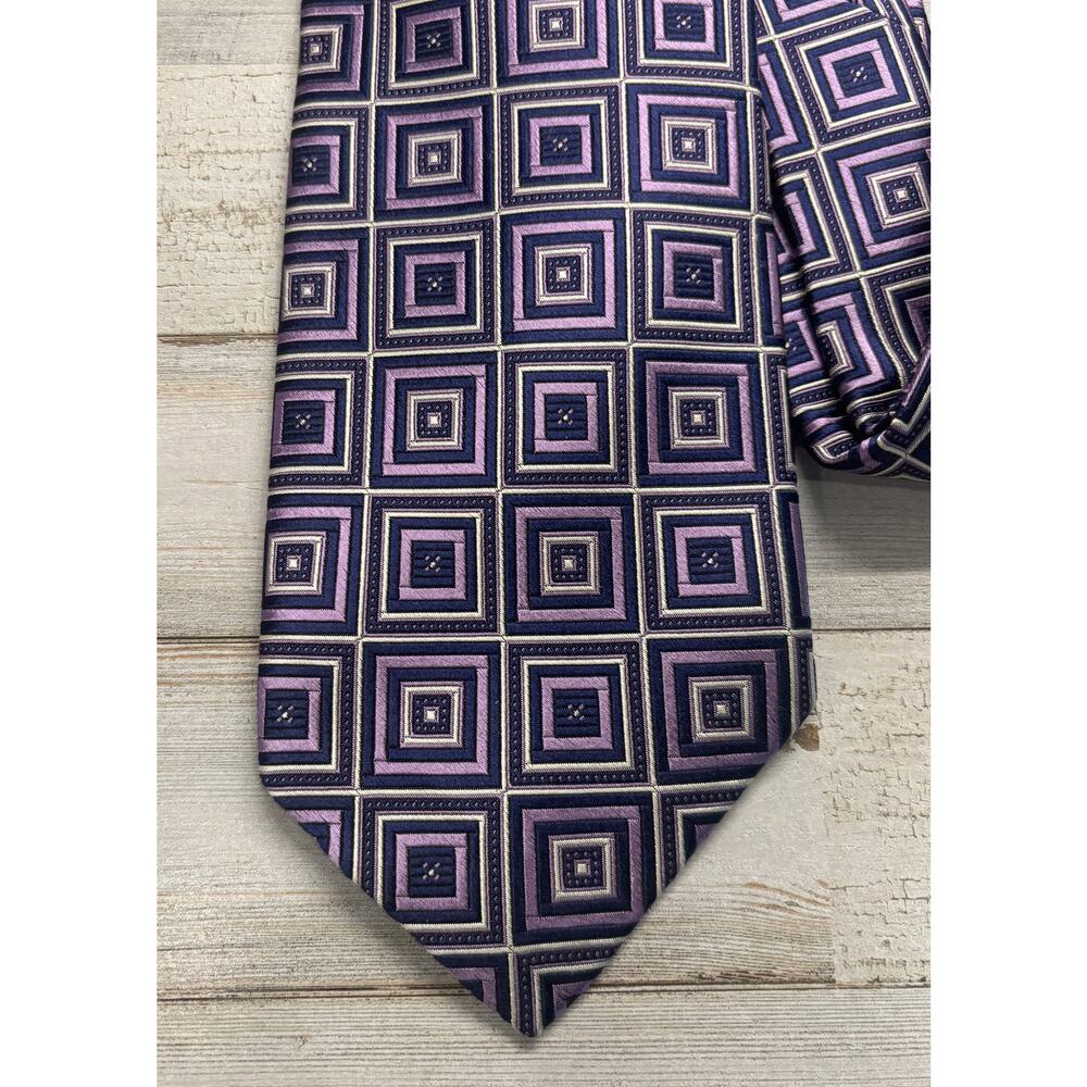 Robert Talbot Purple and White 100% Silk Tie EUC